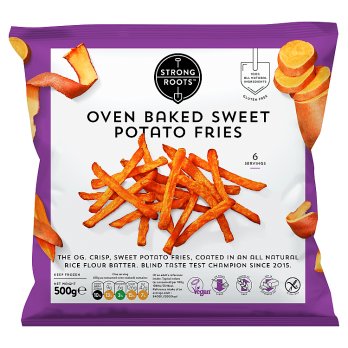 STRONG ROOTS SWEET POTATO FRIES GLUTEN FREE 500G - Jim's